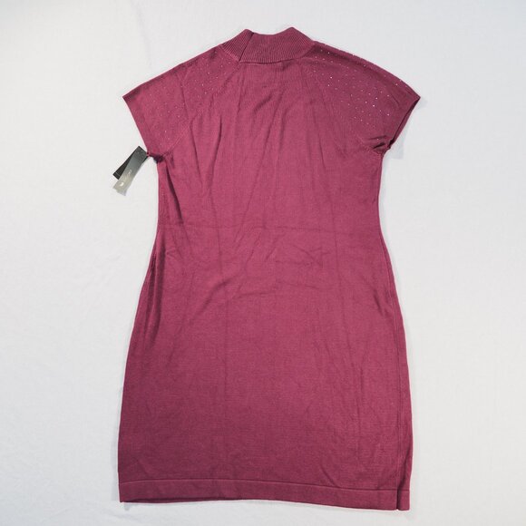 AB Studio Sweater Dress Womens Large Burgundy Studded Rhinestone Coquette Classy - Picture 2 of 9